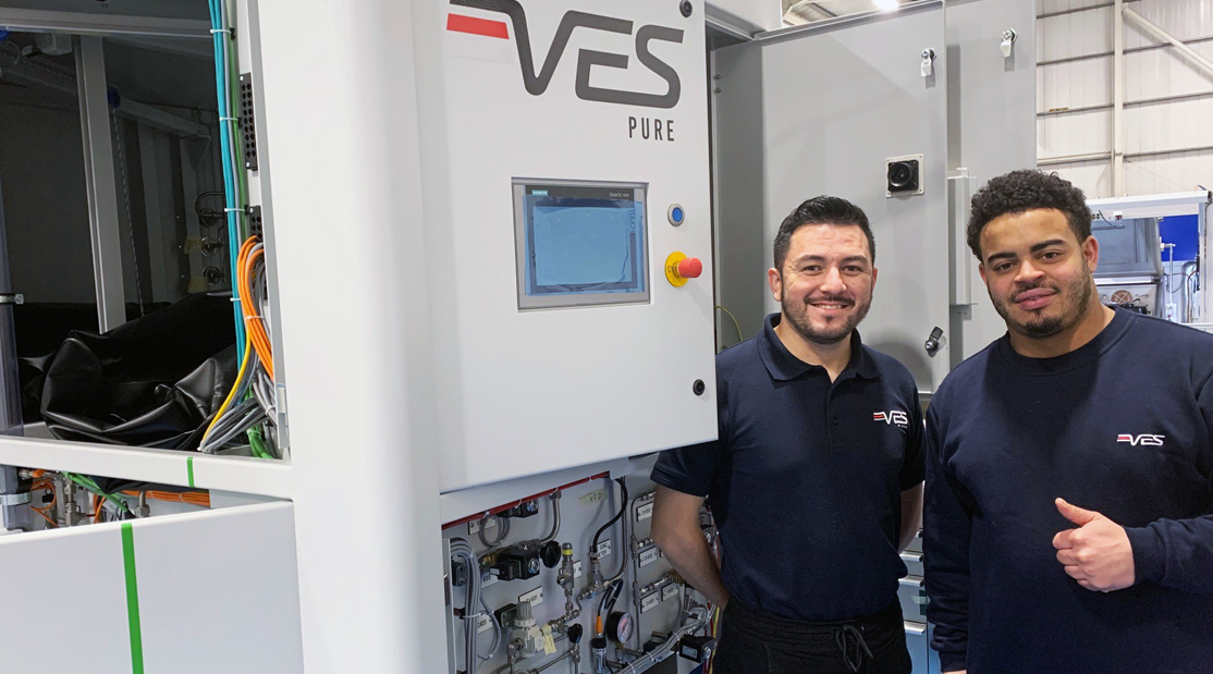 VES Leak detection systems - PURE helium recovery system in production with a series of OptVol leak testing machines designed for testing gas meters